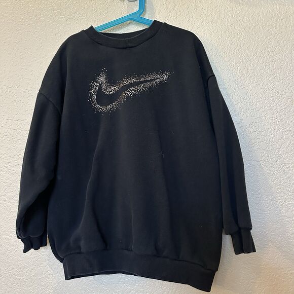 Nike Sportswear Girls' Black/Gold Icon Fleece Sweatshirt DV9374-010 Size Medium - Picture 1 of 4